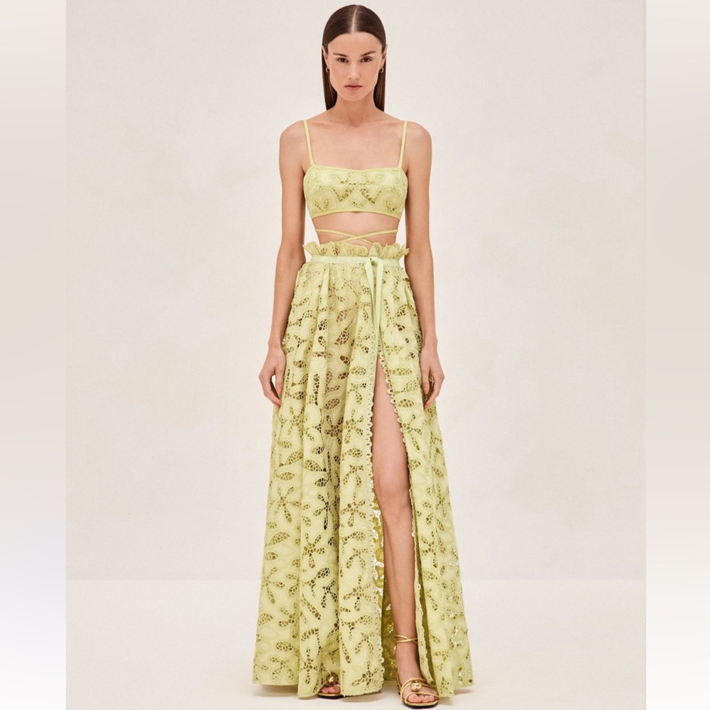 Green Lace Alexis Skirt Size XS pairs with matching top